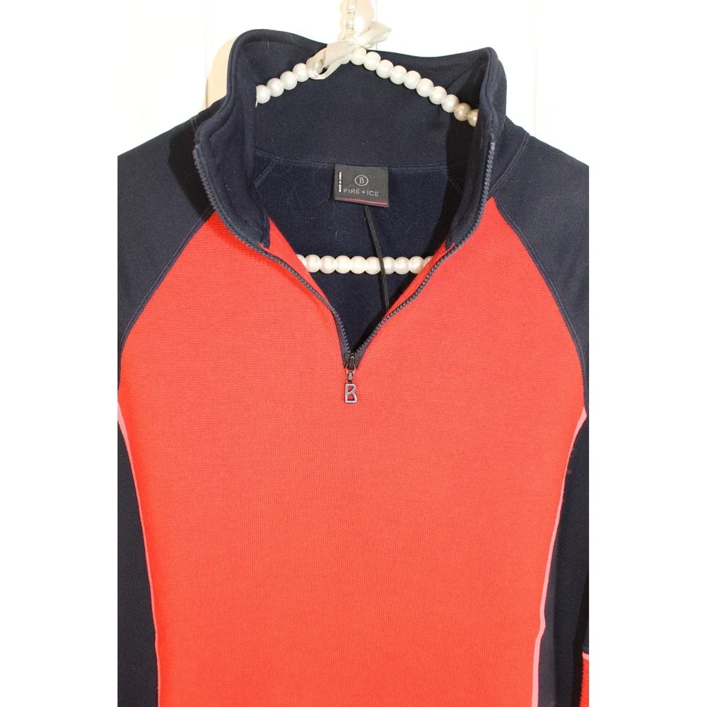 NWT Bogner Fire & Ice Babette NavyRed/Pink 1/4 Zip Mid Layer Sweater SZ Medium